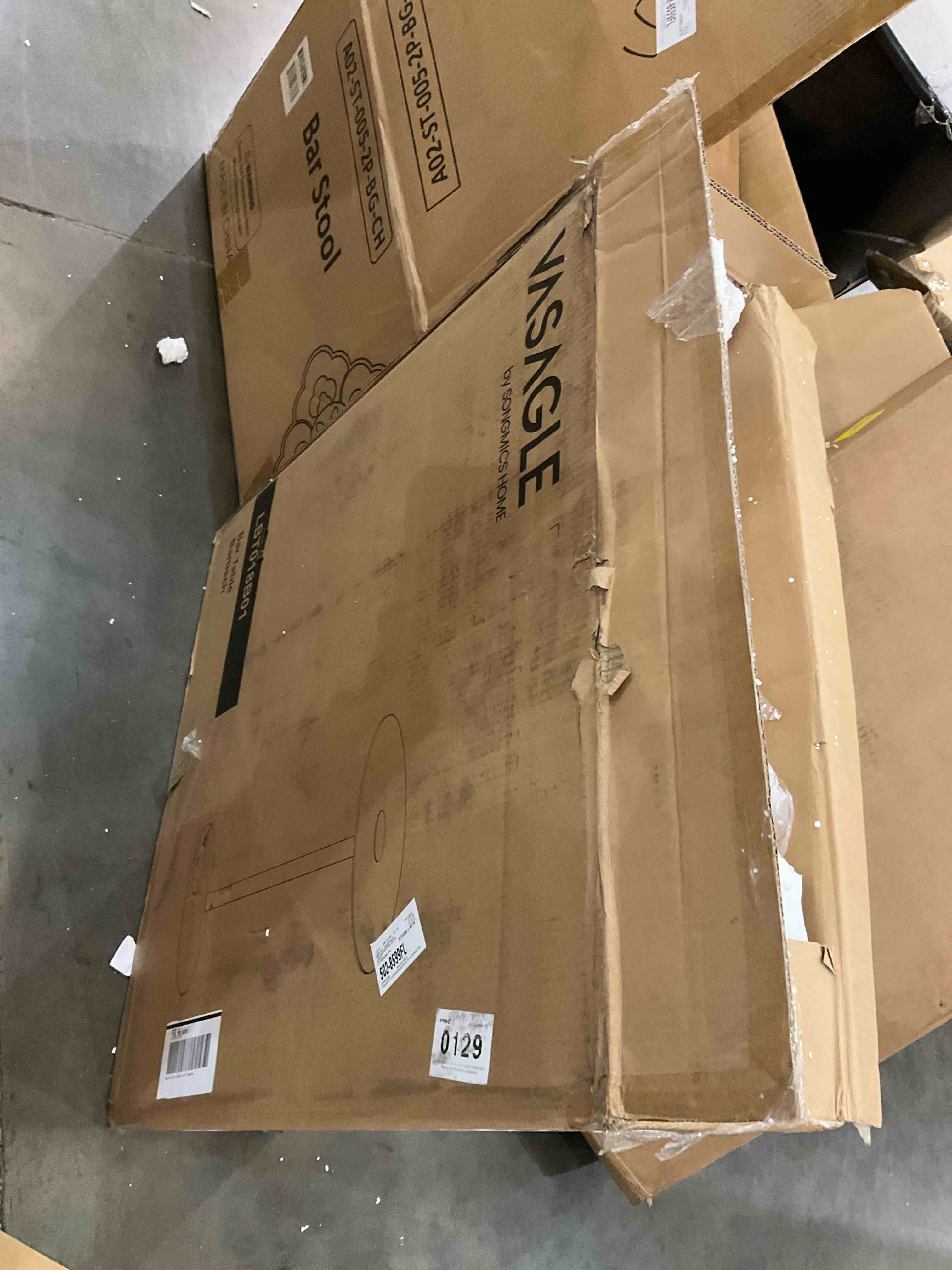 Bar Table, Round Cocktail Table with Multi-Colored Lights and Glass Top, Large Steel Base