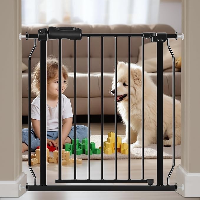 Small Narrow Baby Gate for Stairs Doorways Hallways 24 Inch to 29 Inch Wide Pressure Mounted Baby Gate Walk Through Child Gates for Kids or Pets Indoor Safety Gates 24.02-29 Inch (Pack of 1) blac