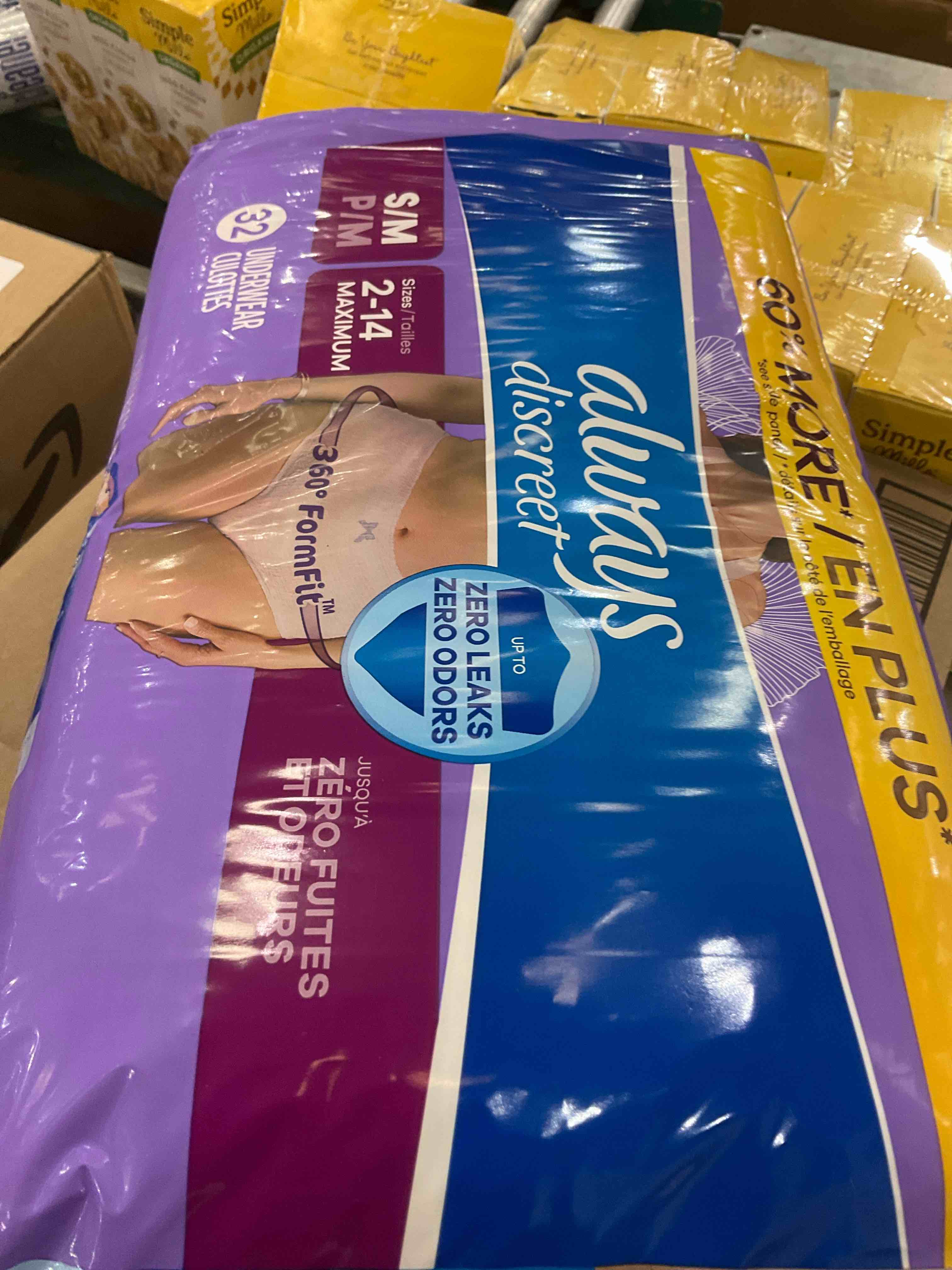 Always Discreet Adult Incontinence & Postpartum Incontinence Underwear for Women, Small/Medium, Maximum Protection, 32 Count (Packaging may vary)