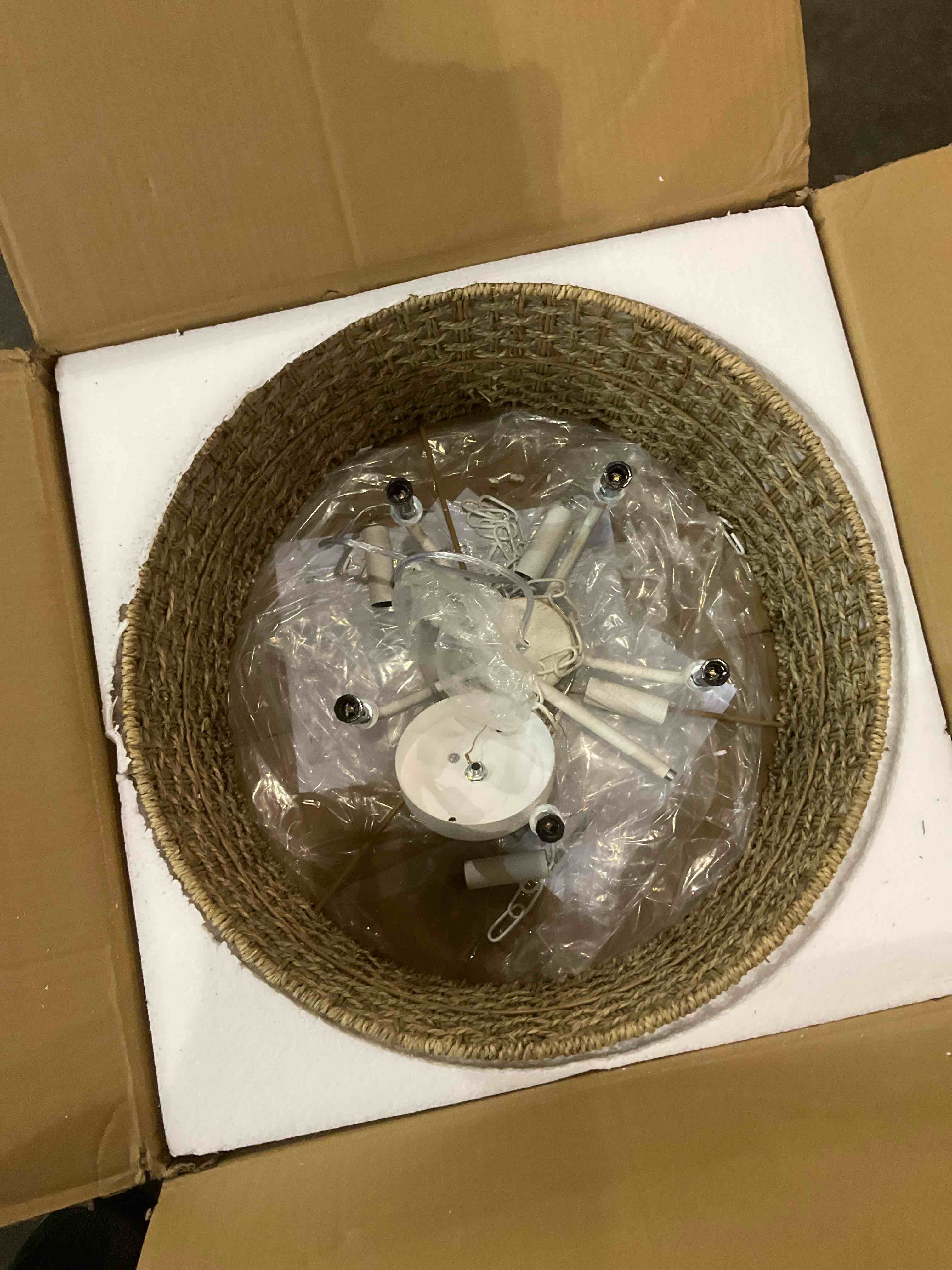 Ekkehard 5 - Light Dimmable Drum Chandelier Natural Rattan Bohemian Pendant