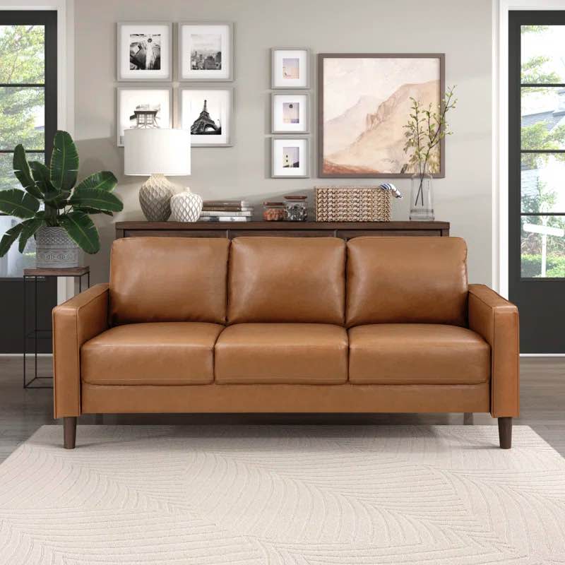 Mitka 77" Faux Leather Square Arm Sofa