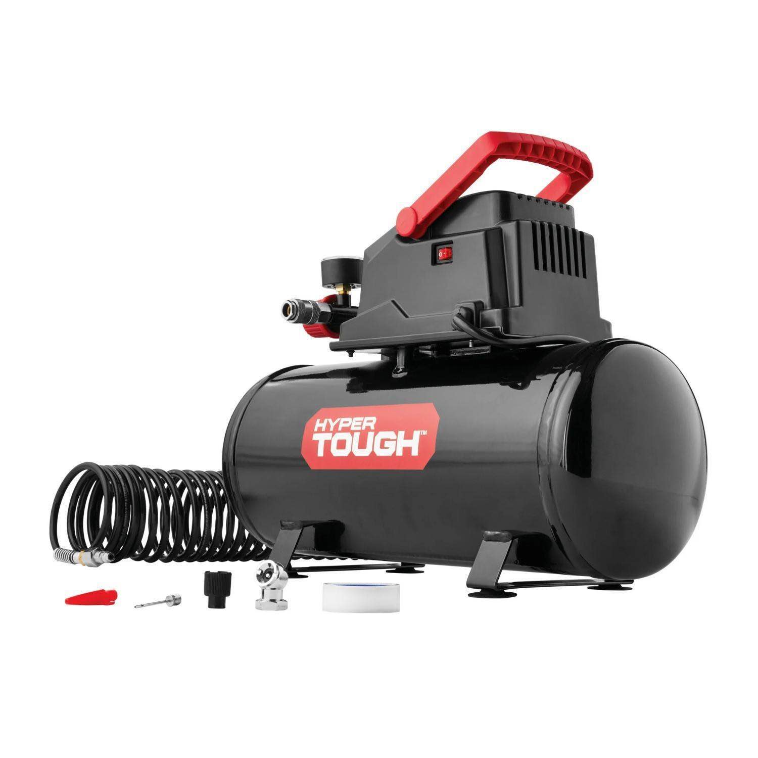Hyper Tough 508.3012929 Oil-free Portable Air Compressor with Hose 3 Gal 100 PSI