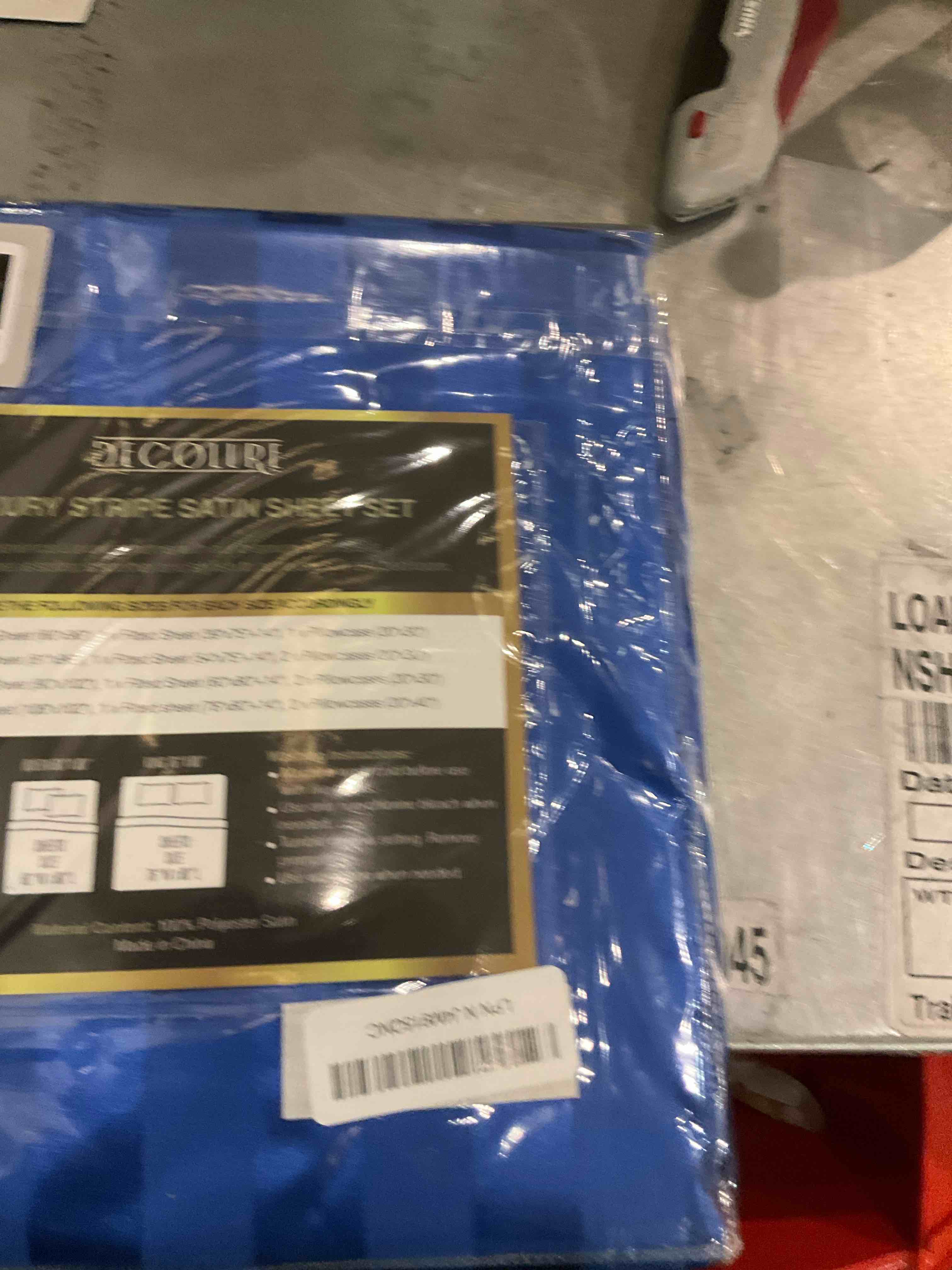 DECOLURE Striped Satin Sheets Full Set 4pc - Luxurious Silk Touch Satin Sheets Full - All-Season Silky Soft Full Size Bed Sheets - Blue Satin Sheets Full Set w/Deep Pocket Full & Pillowcase (Blue)