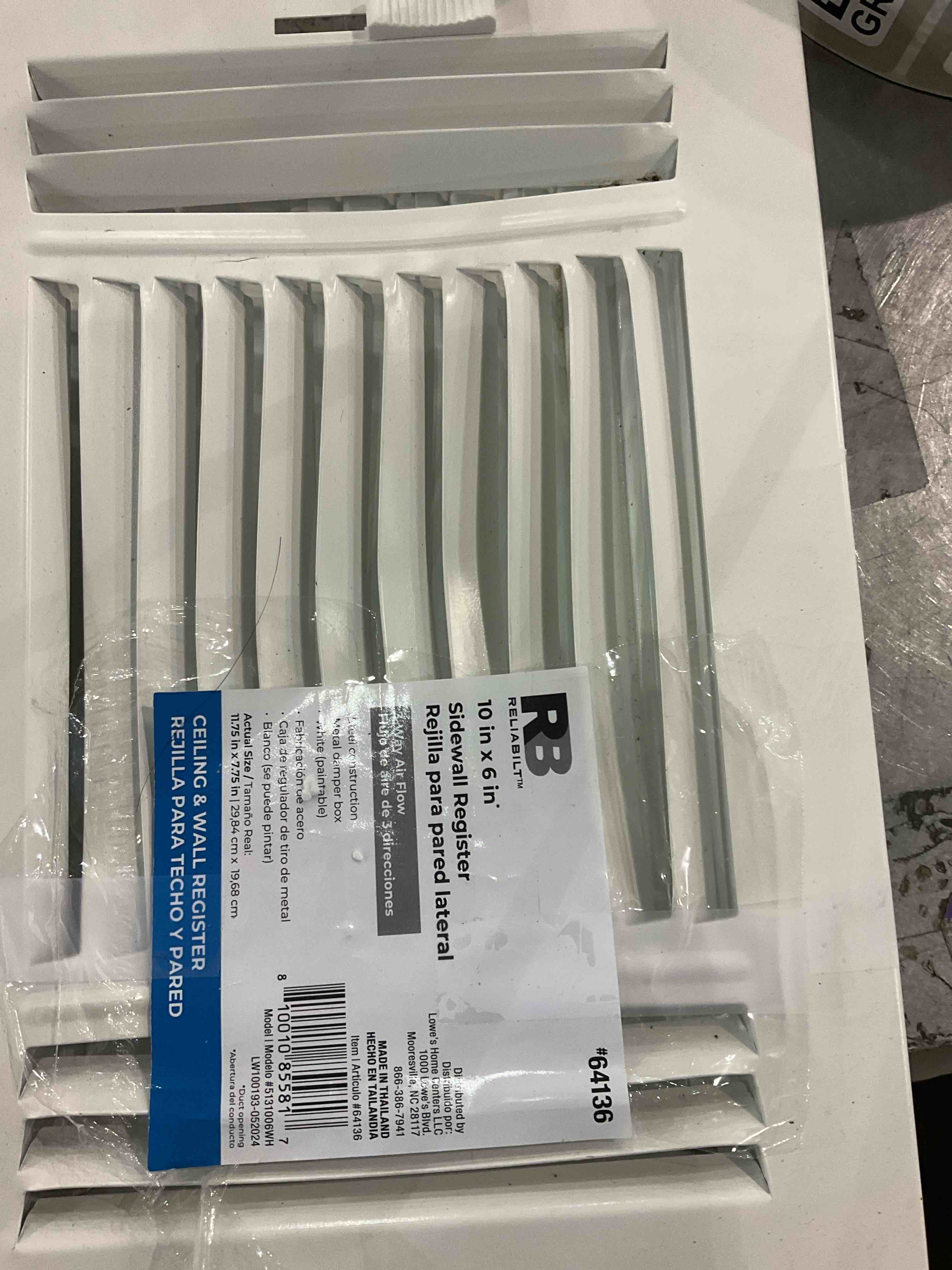 Condition photo showing As Is for sidewall register