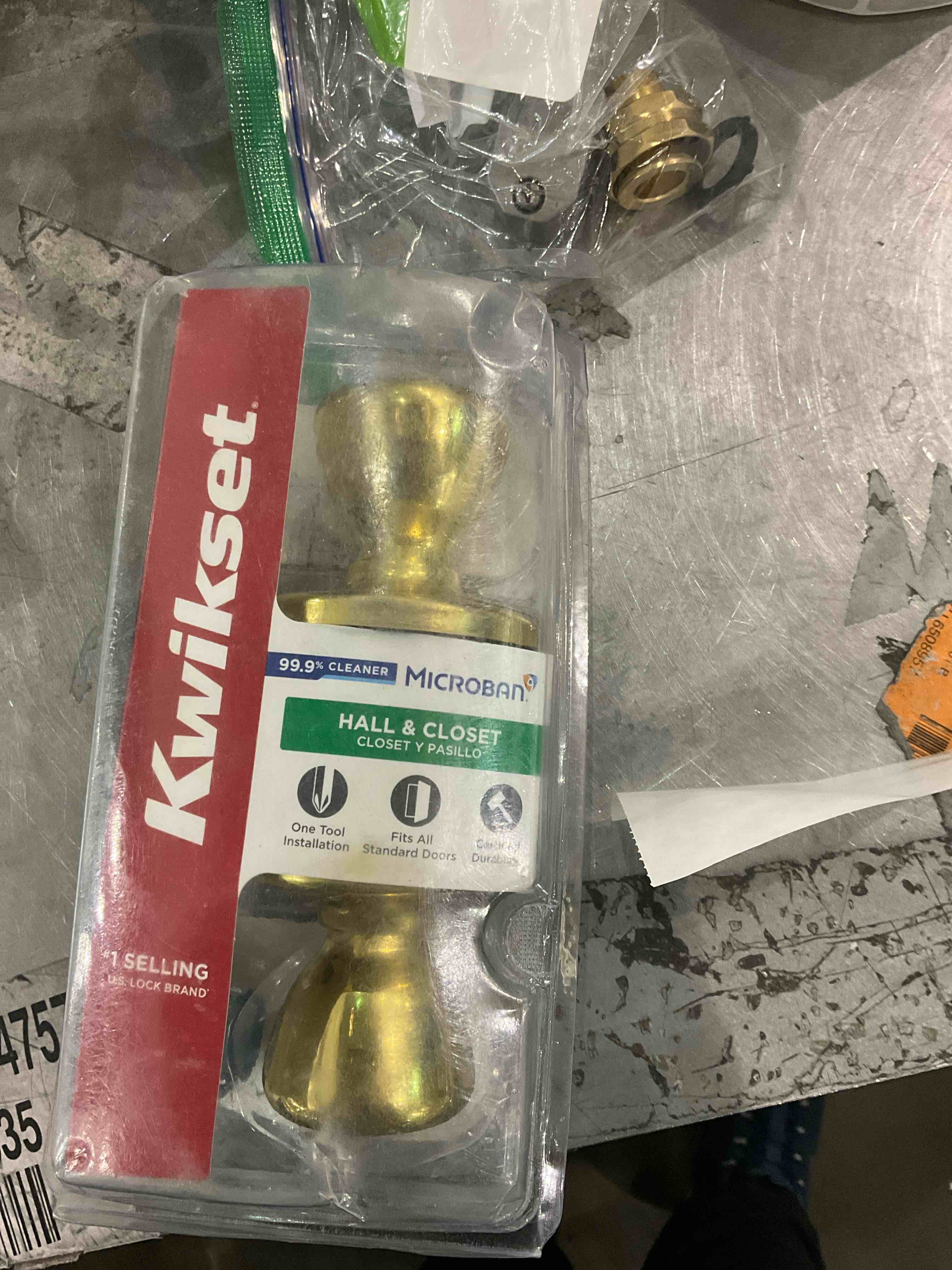 Condition photo showing As Is for Kwikset 92001-513 Tylo Hall & Closet Knob in Polished Brass