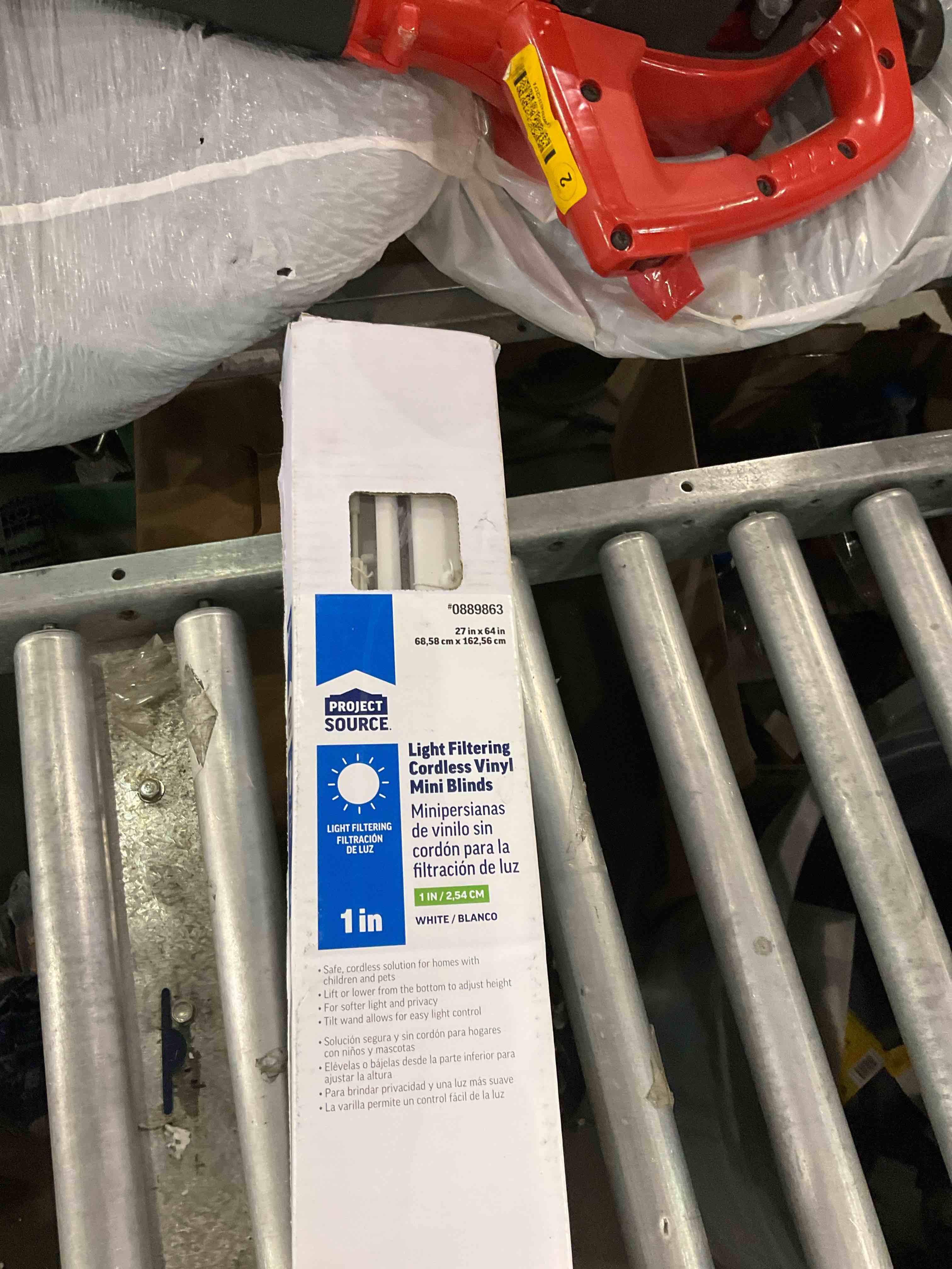 Condition photo showing As Is for vinyl mini cordless blinds 