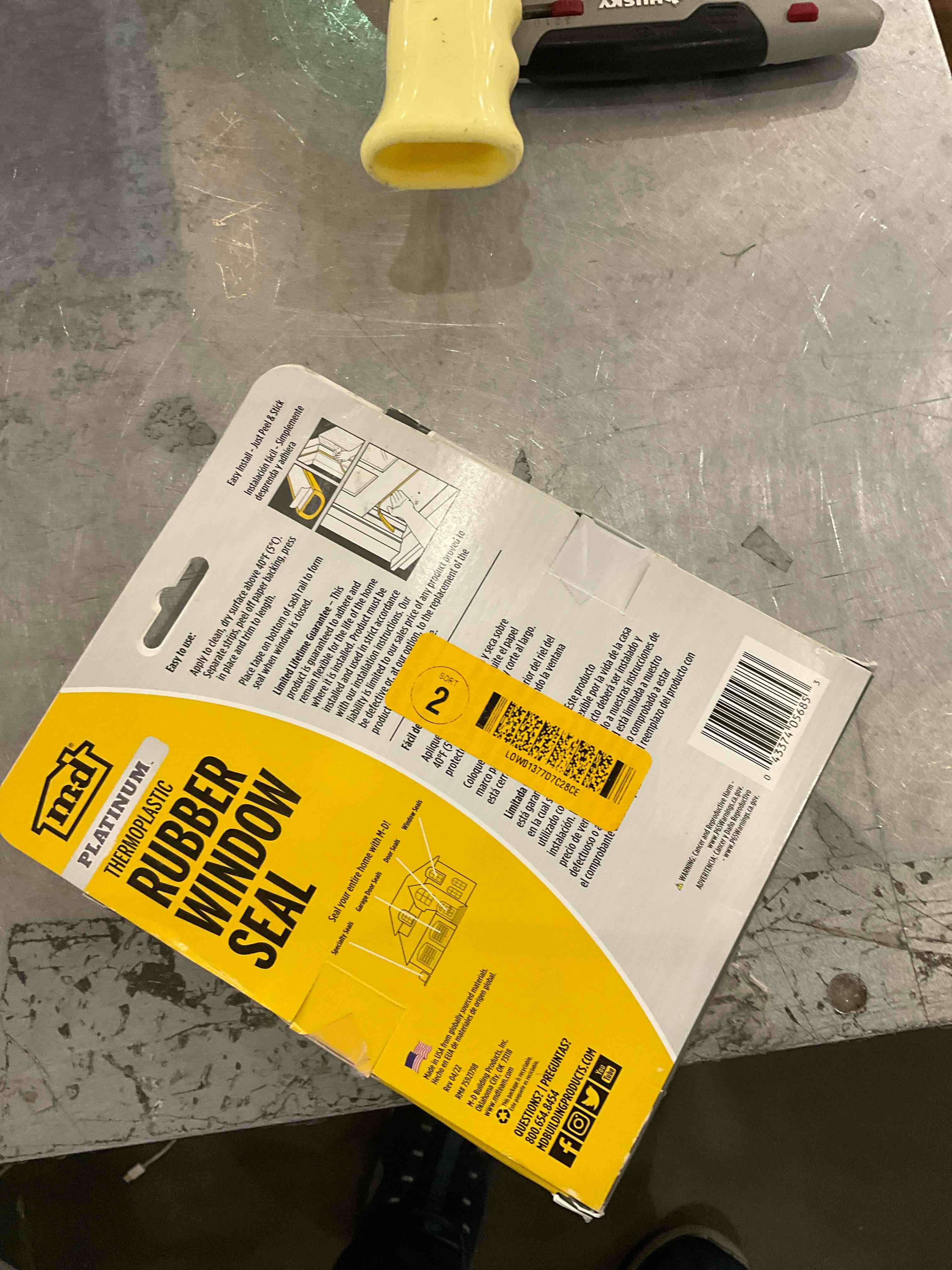 Condition photo showing As Is for M-D Building Products 05685 1/4 in. x 5/16 in. x 17 ft. Brown Premium Thermoplastic Rubber PLATINUM™ Window Seal for Medium Gaps