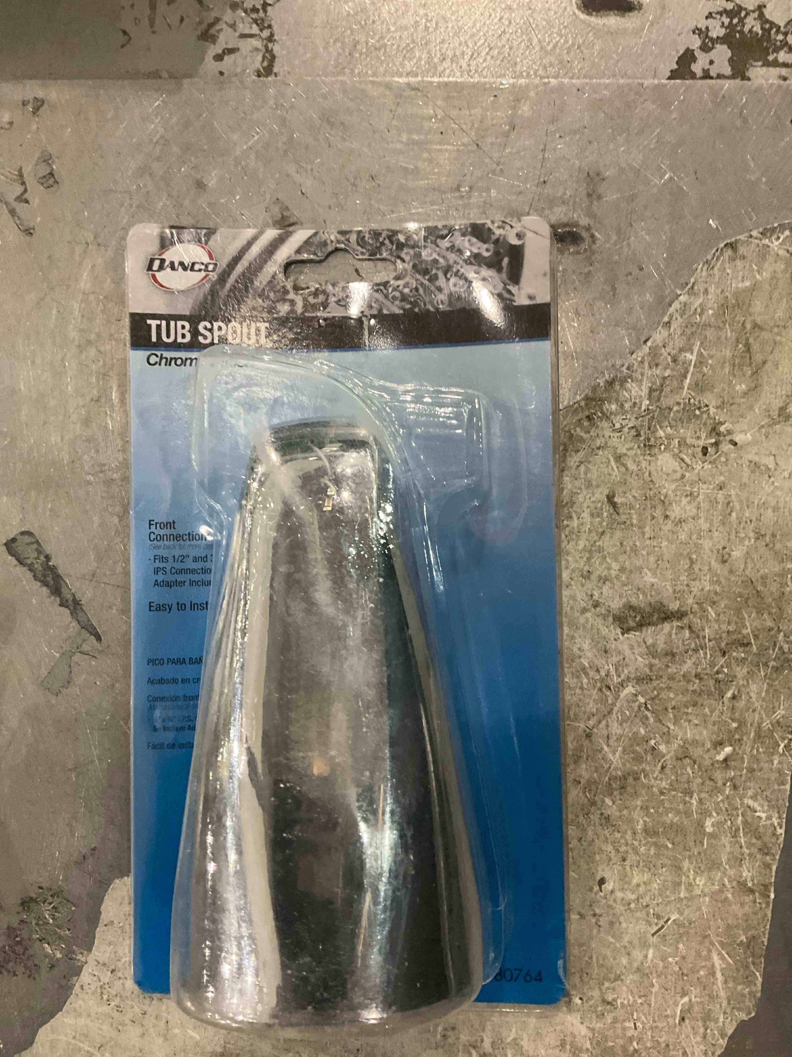 Condition photo showing As Is for Danco, Inc. 80764 Spout, Front, Metal, Chrome, for Use with 1/2 in, 3/4 in IPS Connection and Tub/Shower Faucet Brands