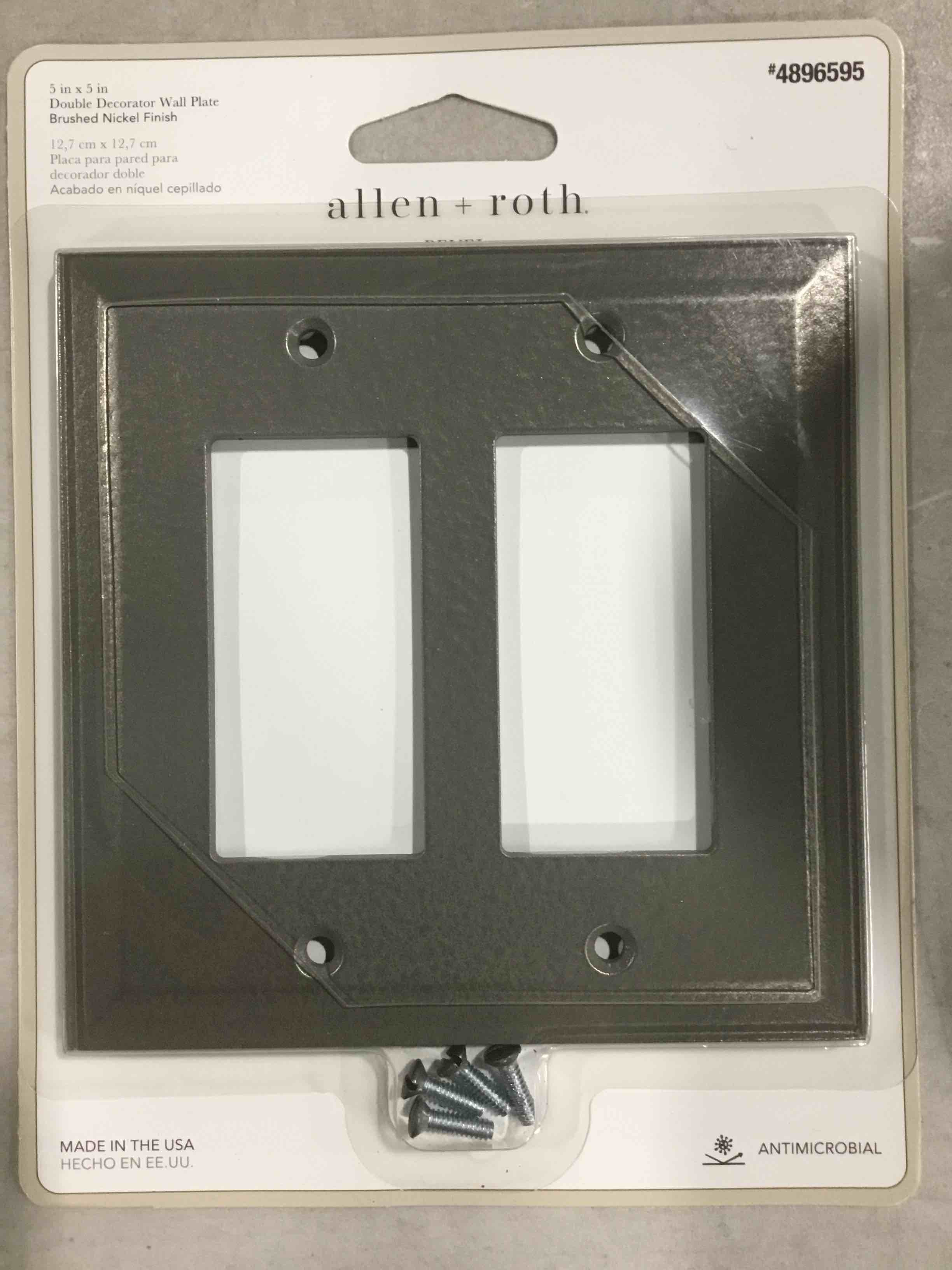 5 in x 5 in double decorator wall plate brushed nickel Allen + Roth