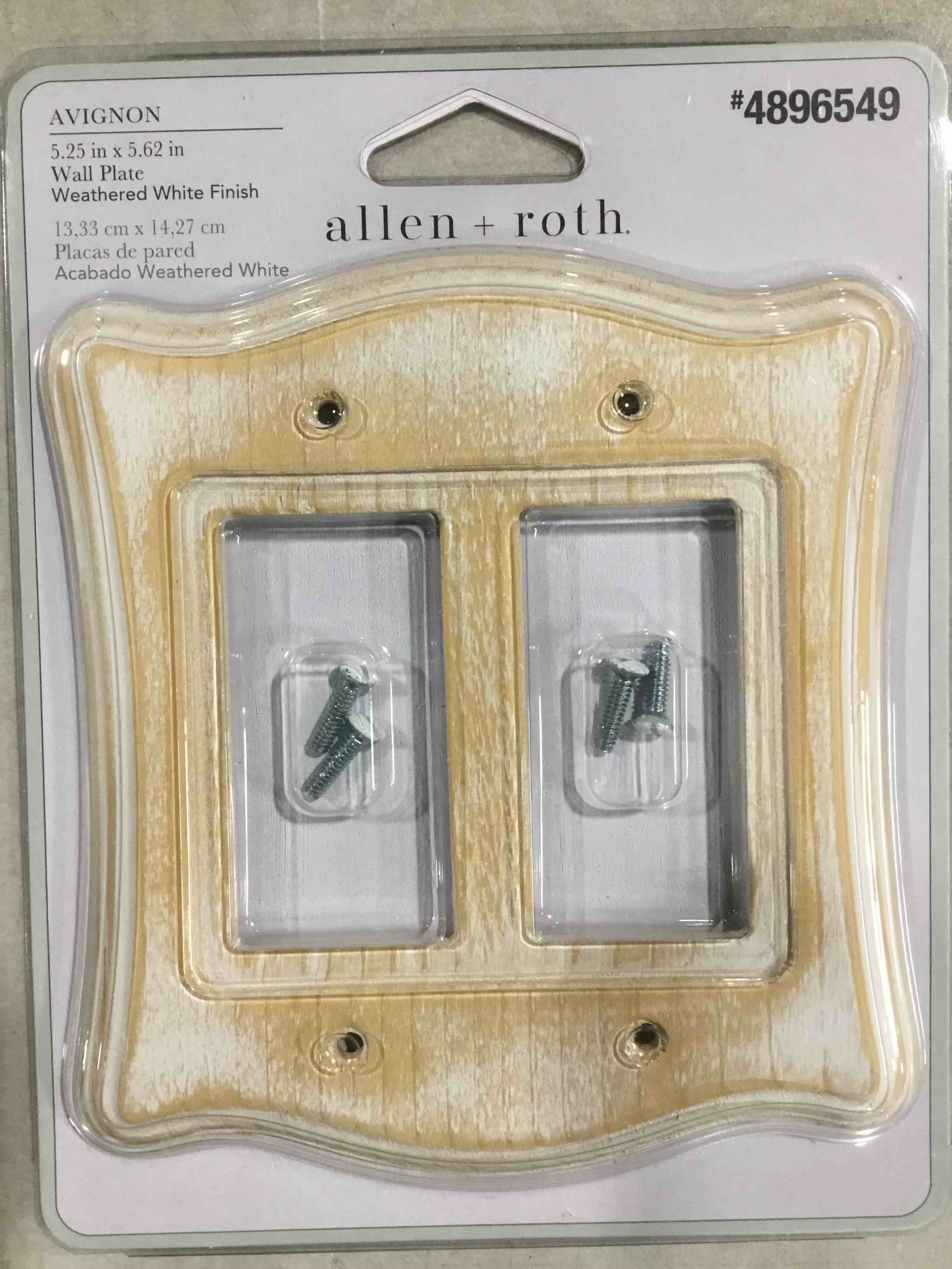 5.25 in x 5.62 in wall plate weathered white finish allen + Roth
