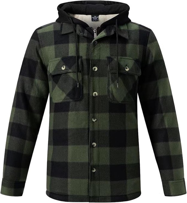 SPORTSWEAR Heavy Thick Flannel Plaid Jacket Sherpa Fleece Lined Hoodies for Men Zip Up Winter Warm Coat Buffalo Zipper Sweatshirt