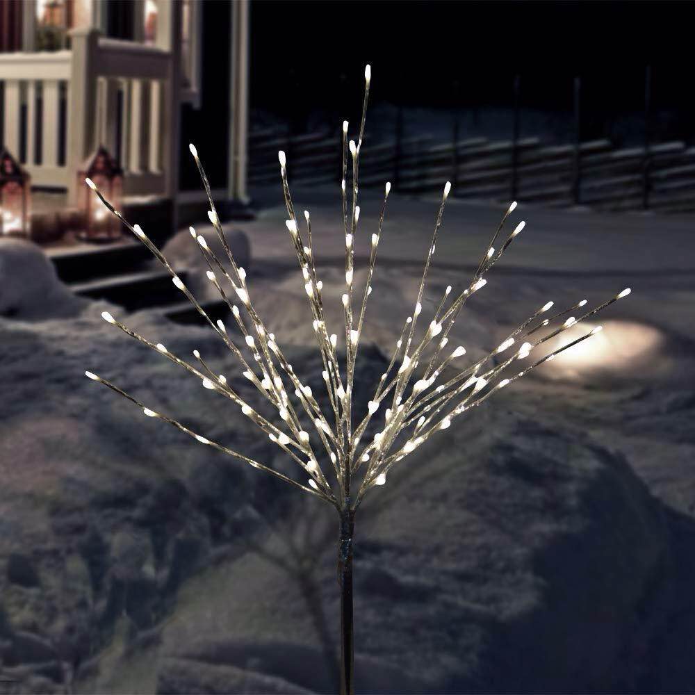Alpine Corporation Silver Taped Bush with Warm White LED Lights, Indoor and Outdoor Christmas Holiday Decorations for Home, Front Yard, Lawn, 24" x 24" x 39"