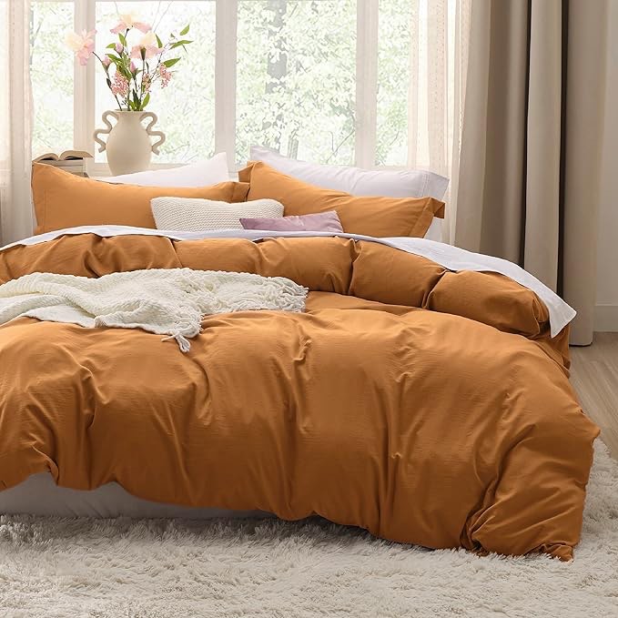 Bedsure Duvet Cover King Size - Soft Prewashed King Duvet Cover Set, 3 Pieces, 1 Duvet Cover 104x90 Inches with Zipper Closure and 2 Pillow Shams, Honey Ginger, Comforter Not Included