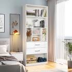 Giesa 71"H Modern White Bookcases Storage Bookshelf with 2 Drawers & 7 Open Shelves
