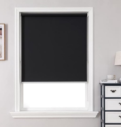(2 packs) ChrisDowa 100% Blackout Roller Shade, Window Blind with Thermal Insulated, UV Protection Fabric. Total Blackout Roller Blind for Office and Home. Easy to Install. Brown,31" W x 72" H 31"W x 72"H Black