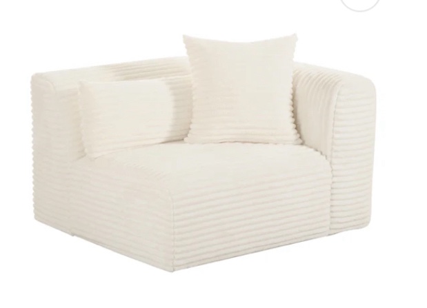 Incomplete(missing cushions)Tarra Fluffy Oversized Corduroy Modular Corner Chair