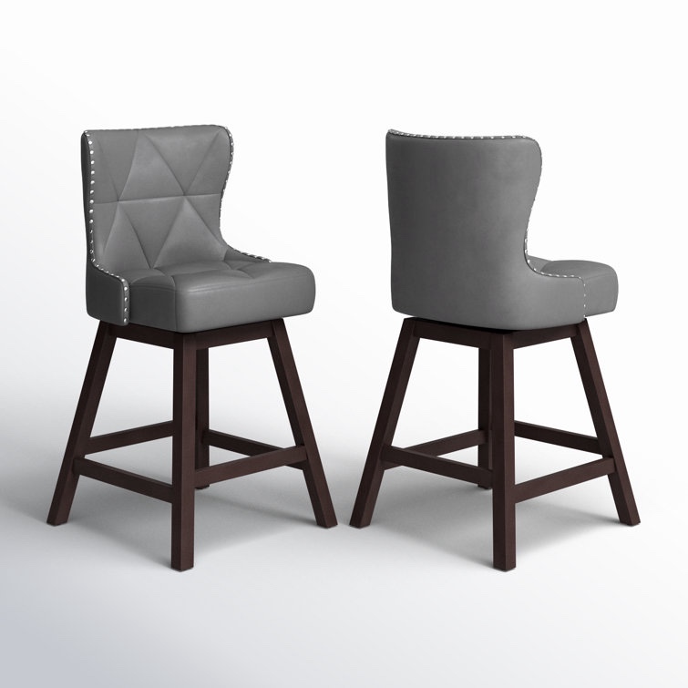 Swivel Upholstered 26'' Counter Stool With Wood Frame( incomplete)