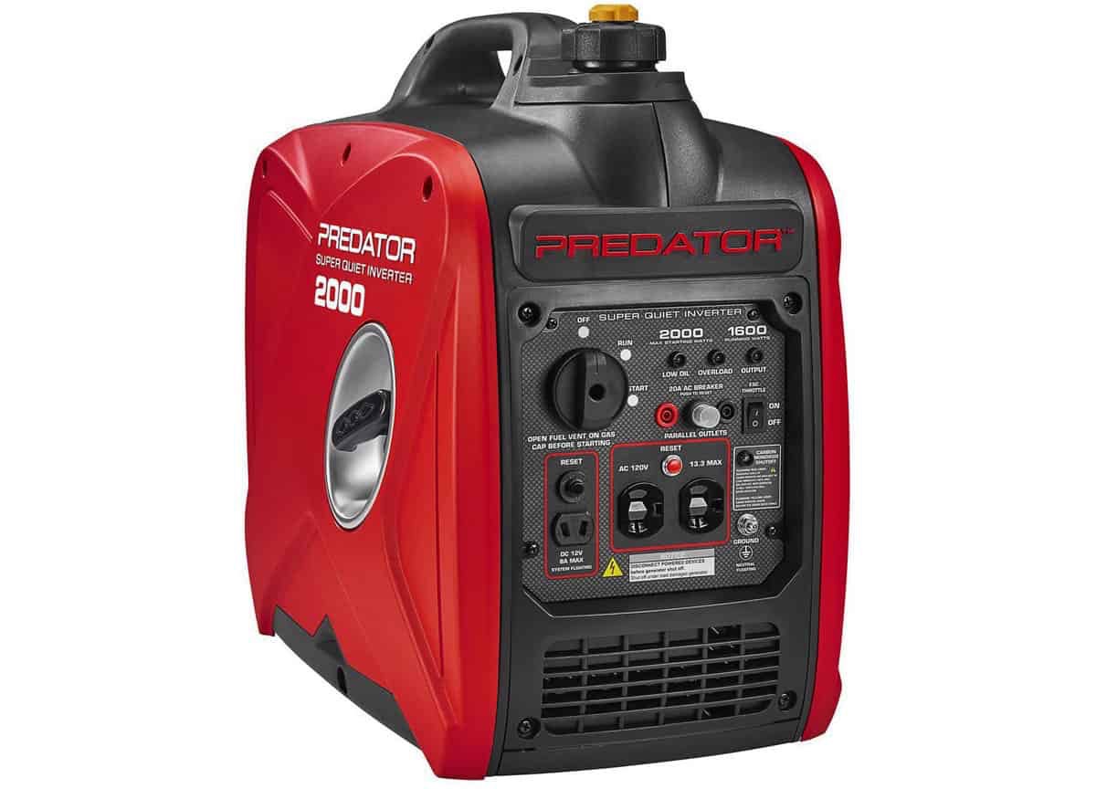 The Predator 2000 (71343) is a quiet, compact and lightweight inverter generator with a rated wattage of 1,600 W and a starting wattage of 2,000 W