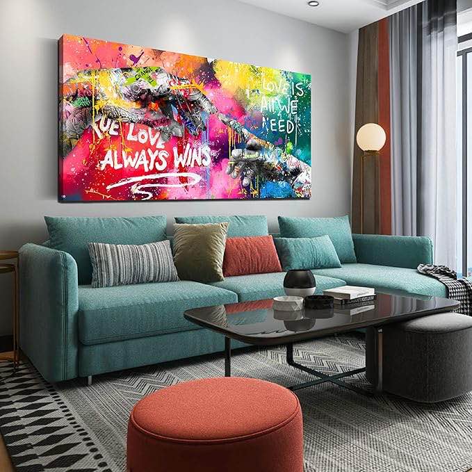 CIRABKY Large Colorful Wall-Art for Living Room - Graffiti Wall Art Canvas - Hand of God Art Prints Posters Size 30" x 60"