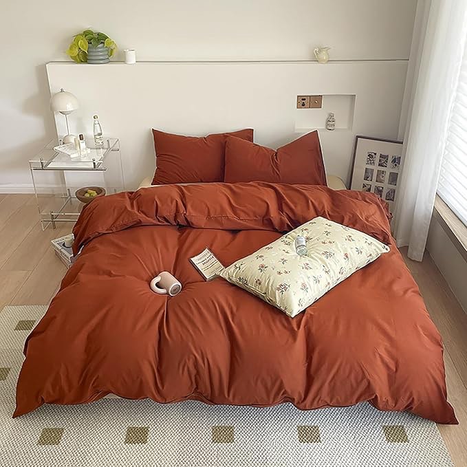 Similar Cottonight Burnt Orange Comforter Set - Full Bed Rust Caramel Bedding Modern Soft Reddish Orange Blanket Quilts Solid Terracotta Comforter