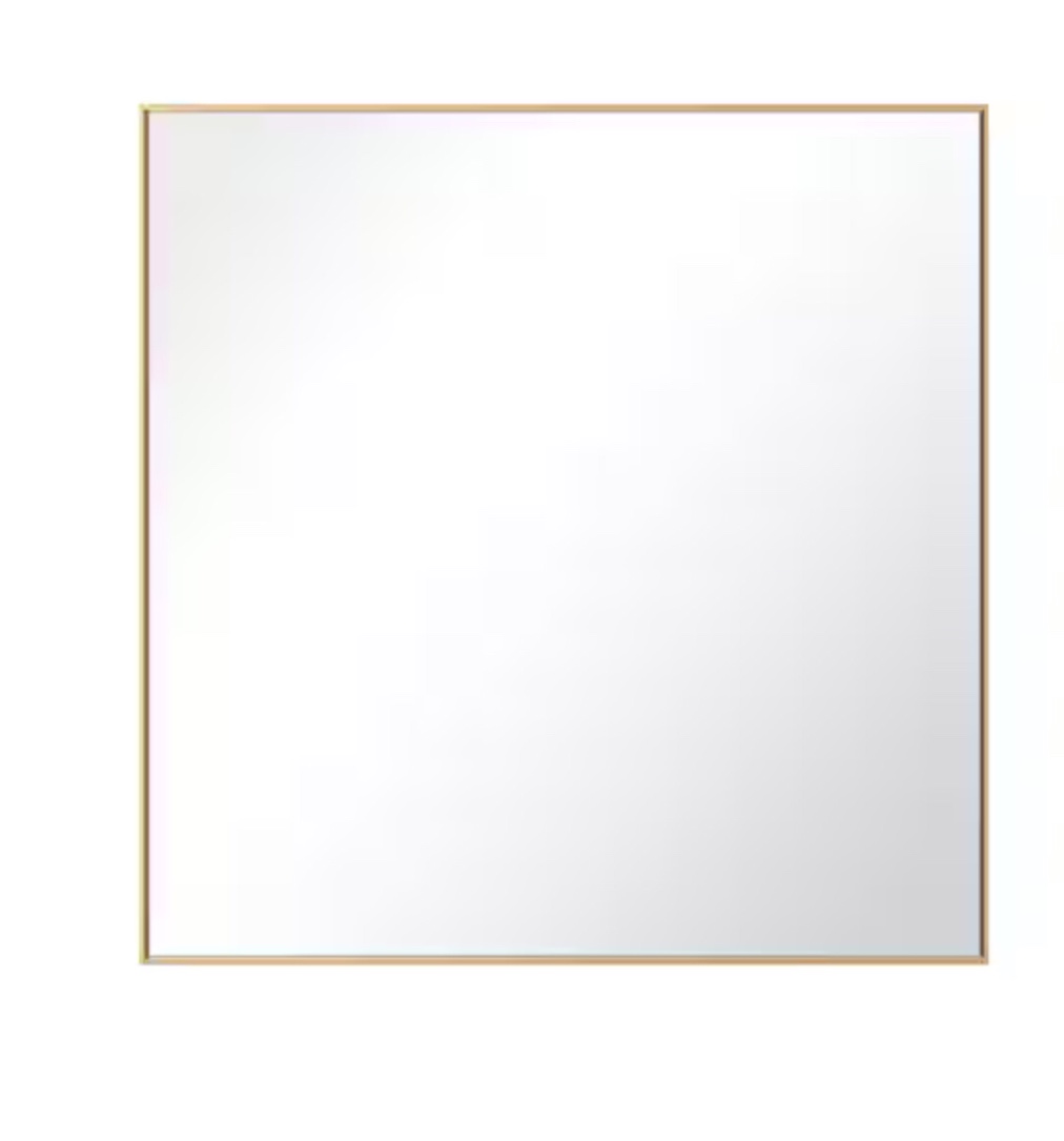 36 in. W x 36 in. H Modern Medium Square Aluminum Framed Wall Mounted Bathroom Vanity Mirror in Gold