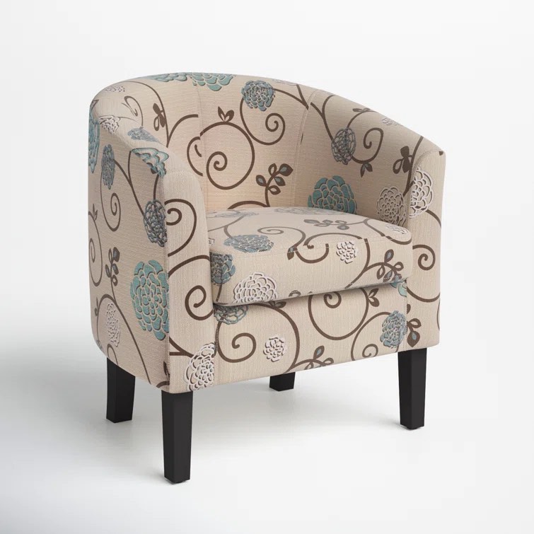 Munson 26.77" Wide Linen/Polyester Upholstered Barrel Chair