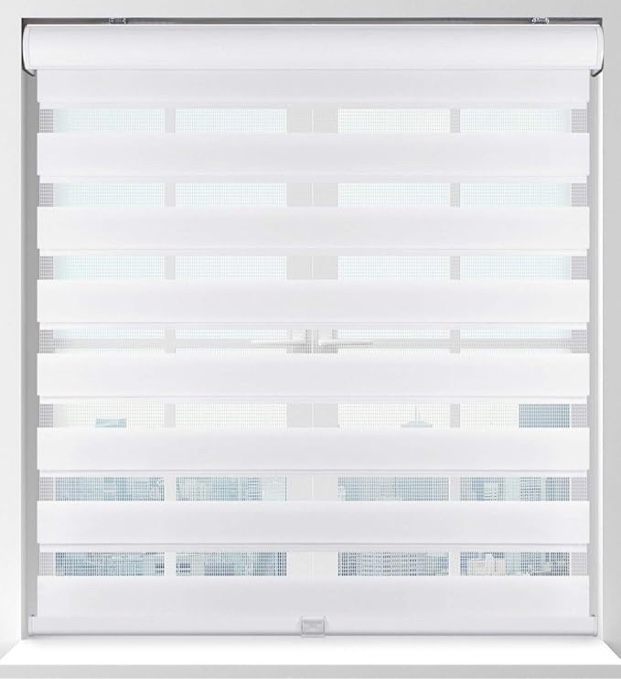 Arlo Blinds Cordless Zebra Roller Shades 31" W x 60" H, White Horizontal Window Blinds