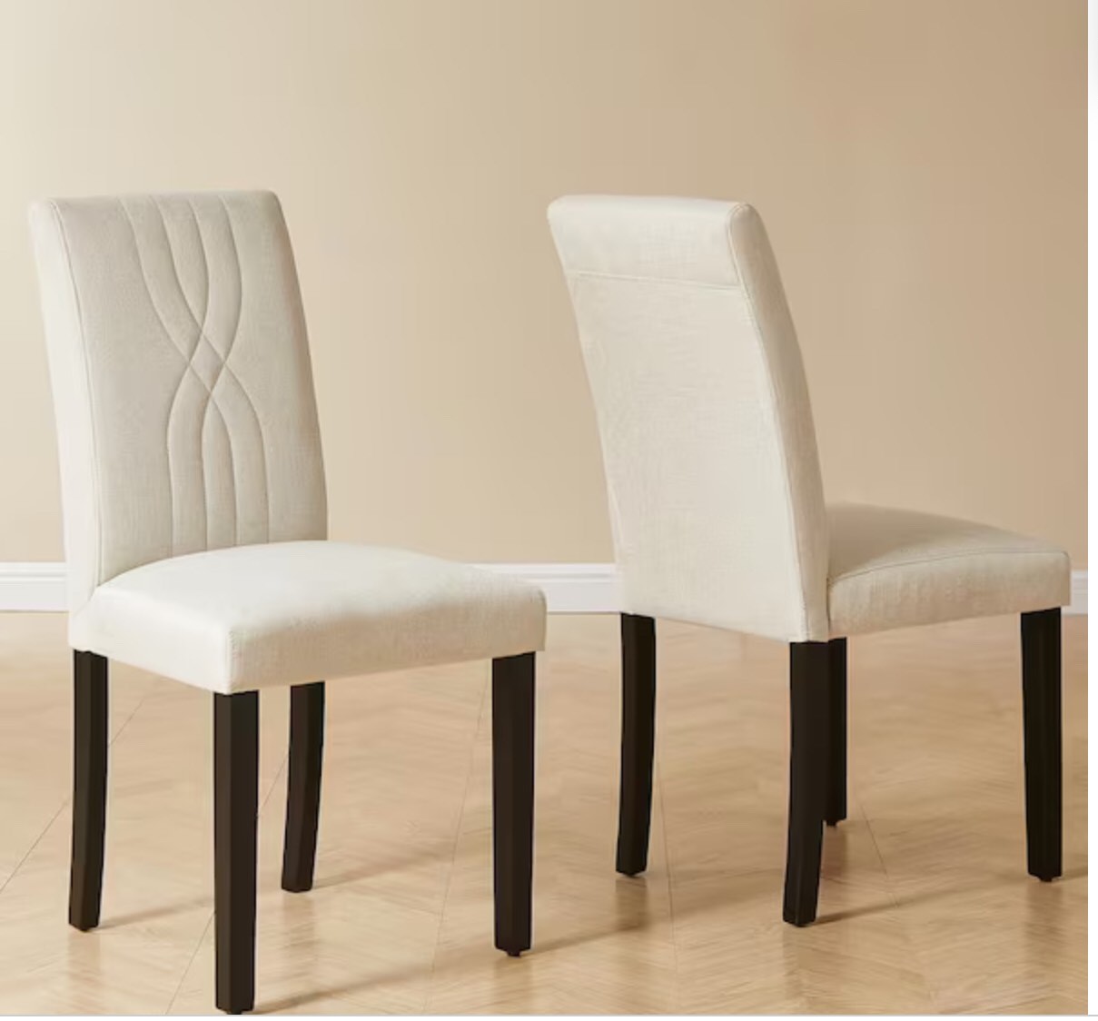 Upholstered Dining Chairs Set of 2 Beige Modern Dining Chairs with Solid Wood Legs and High Back Dining Room Chairs ( 2 pcs) 