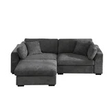 ( incomplete/ only armless Chair) Luis Polyester Upholstered Modern Sectional Sofa Loveseat with Ottoman Dark Gray 