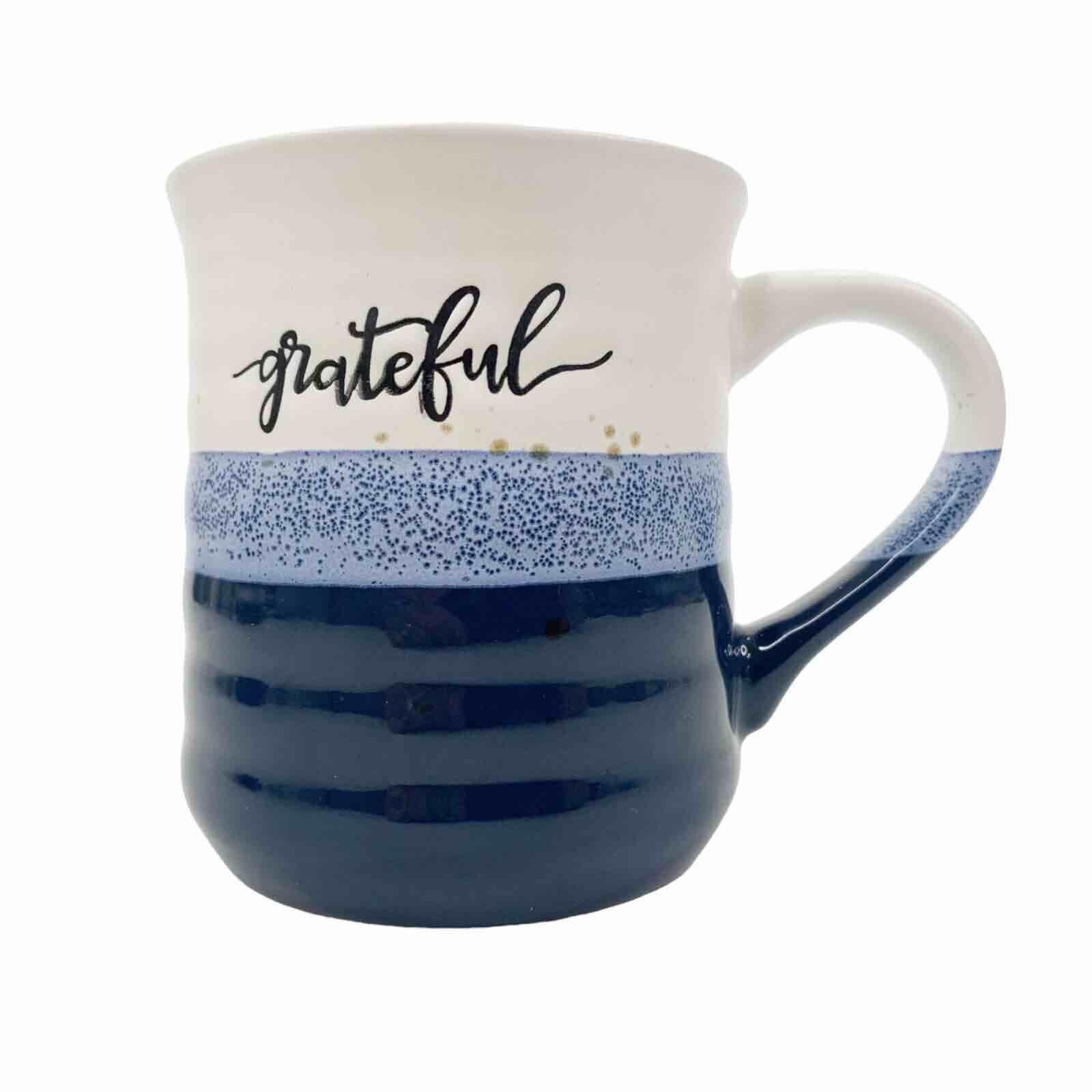 Dowan Dining Coffee Mug Grateful Friends 18 oz Blue Farmhouse Cottage Country
