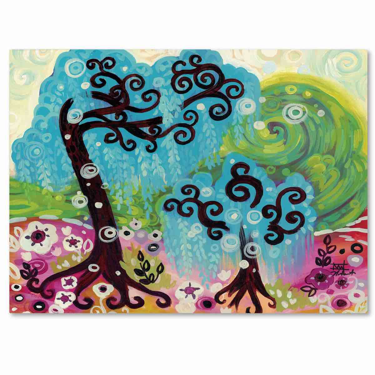 '032' Painting Print on Wrapped Canvas( 14” x 19”) 
