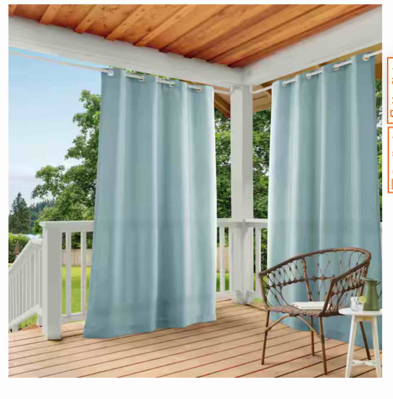 Cabana Blue Solid Light Filtering 54 in. x 96 in. Grommet Top Indoor/Outdoor Curtain Panel (Set of 2)