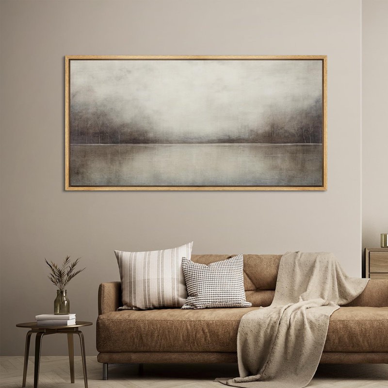 Minimal Landscape Tranquil Neutral Abstract Landscape Retro Moody Extra Large Framed Art Home Decor