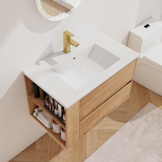 Grimsby Float Mounting Bathroom Vanity with Sink and Open Storage(incomplete box 1/2)