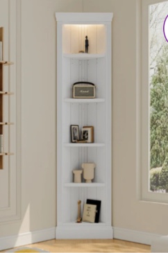 83.4"Tall Modern Corner Shelf,5 Tier Corner Bookcase with LED Light, Storage Standing Shelf Unit