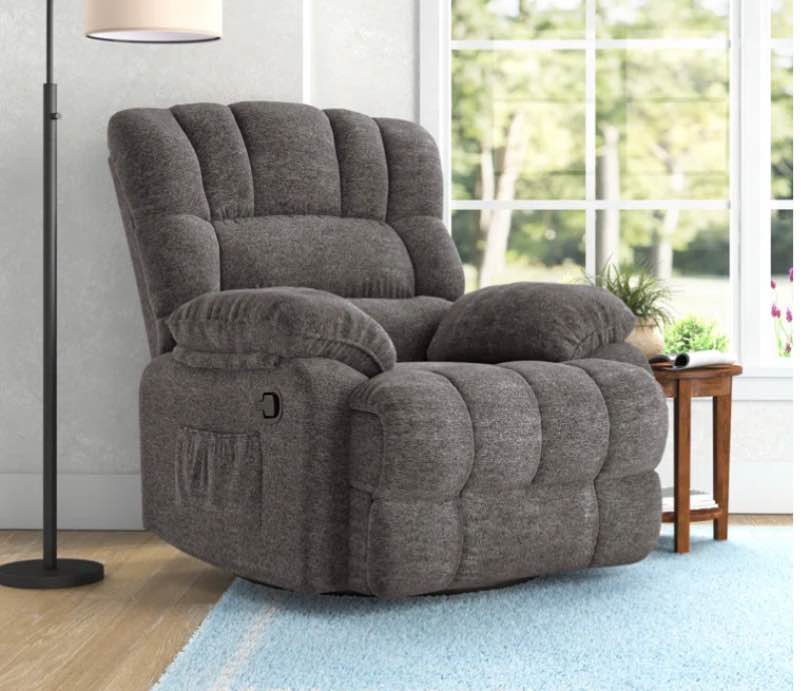 Breasha 39.7" Wide Manual Upholstered Swivel Rocker Recliner