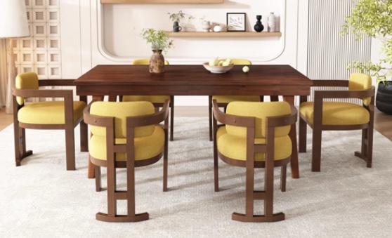 Trana 7-Piece Wood & Fabric Upholstered Dining Set