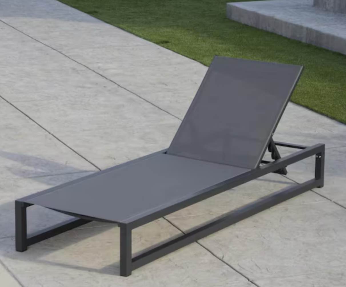 Modesta Black 1-Piece Aluminum and Outdoor Mesh Outdoor Chaise Lounge