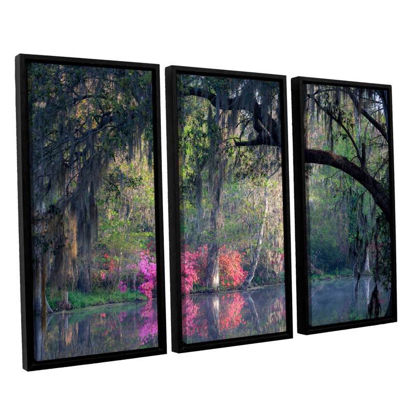 morning serenity 3 piece floater frame oil painting print set