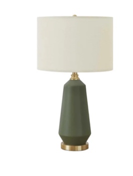 Lighting, 26"H, Table Lamp, Green Ceramic, Ivory / Cream Shade, Contemporary