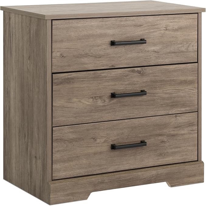 Prepac Rustic Ridge 3-drawer Nighstand in oak (stock photo color not same)