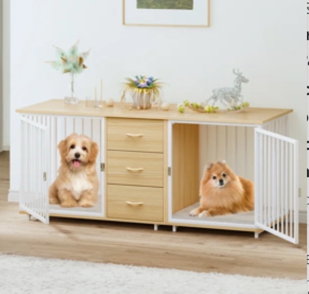 Large Furniture Style Pet Crate With Divider