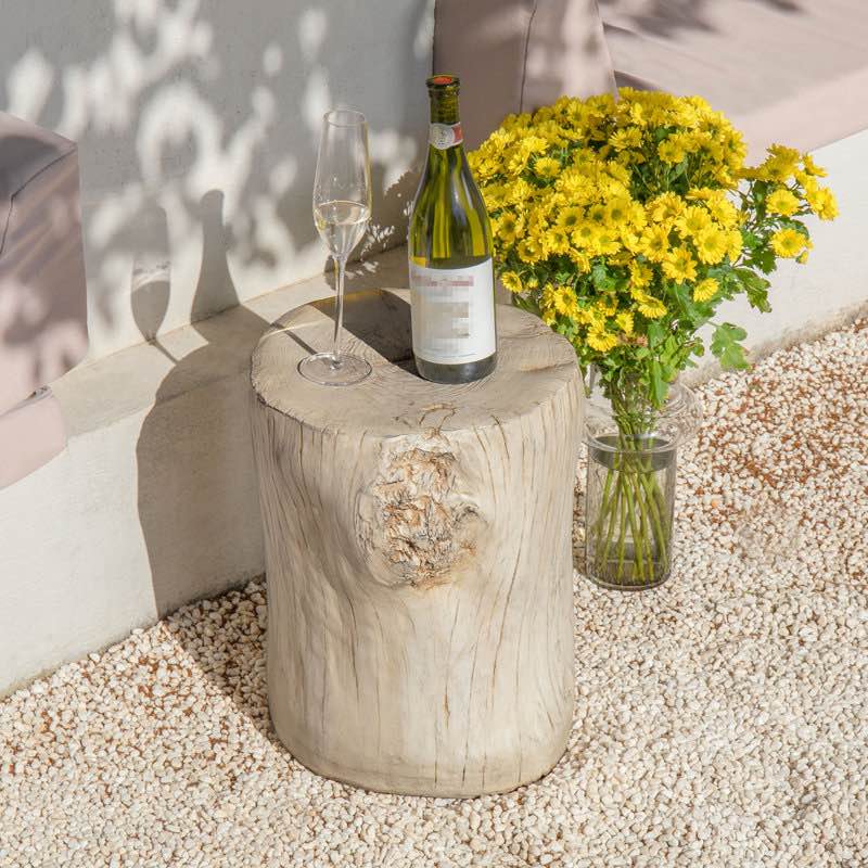 Chariese 15'' Outdoor Concrete Side Table Color: Antique White
