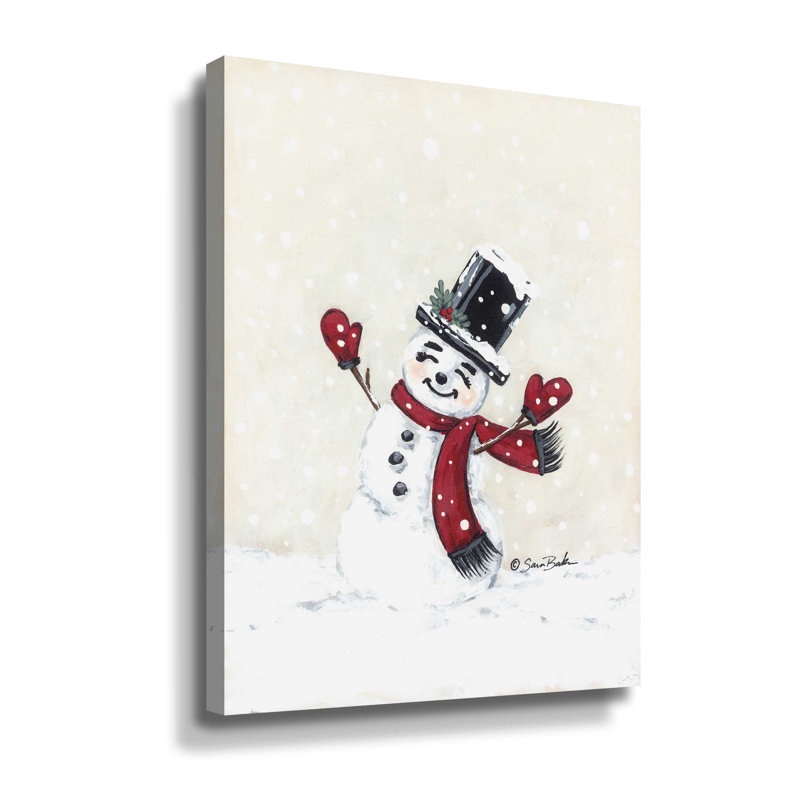 Jolly Red Snowman - Graphic Art on Canvas