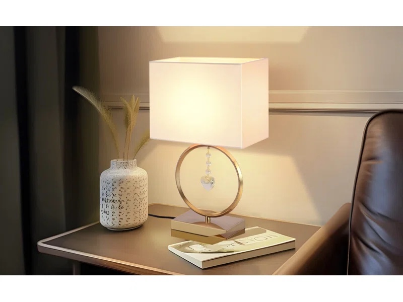 Gold Contemporary Table Lamp with Crystal