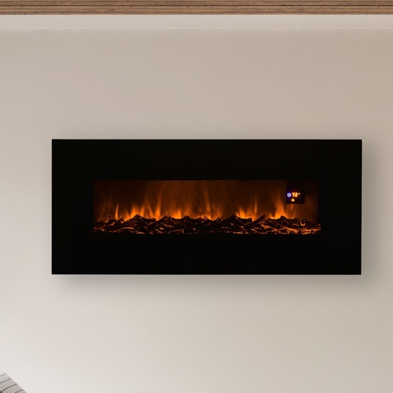 Scituate 50-Inch Wall-Mounted Electric Fireplace - with LED Flames, Adjustable Heat, Remote (Black)