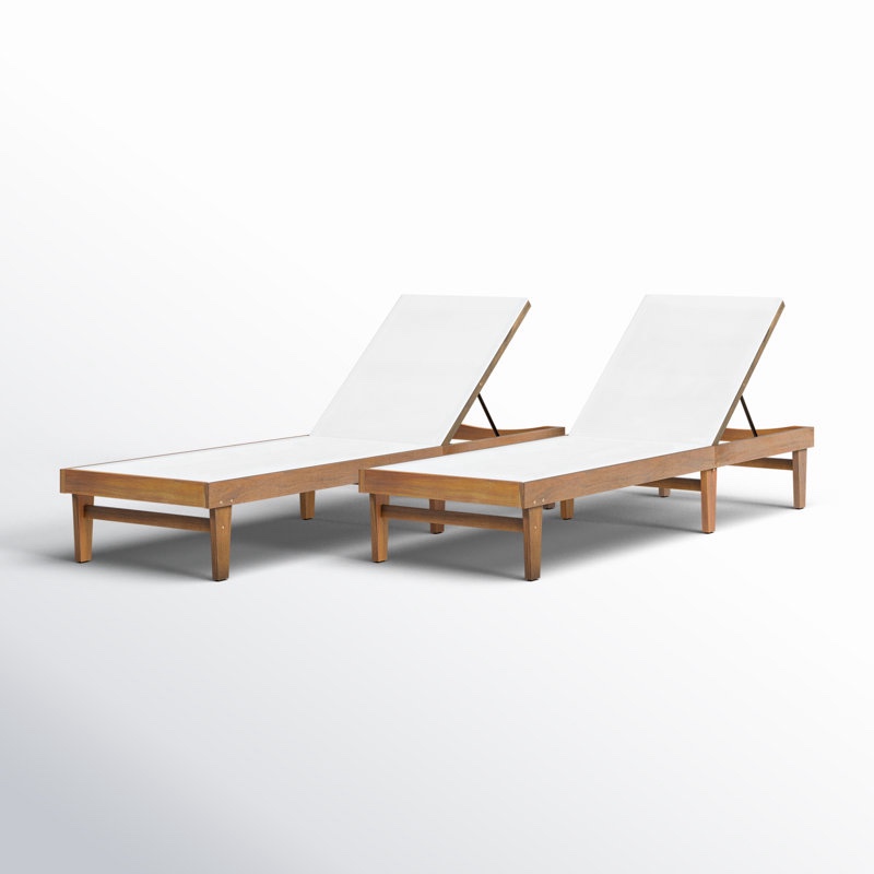 Scheiner 24'' Outdoor Acacia Chaise Lounge (Set of 1)