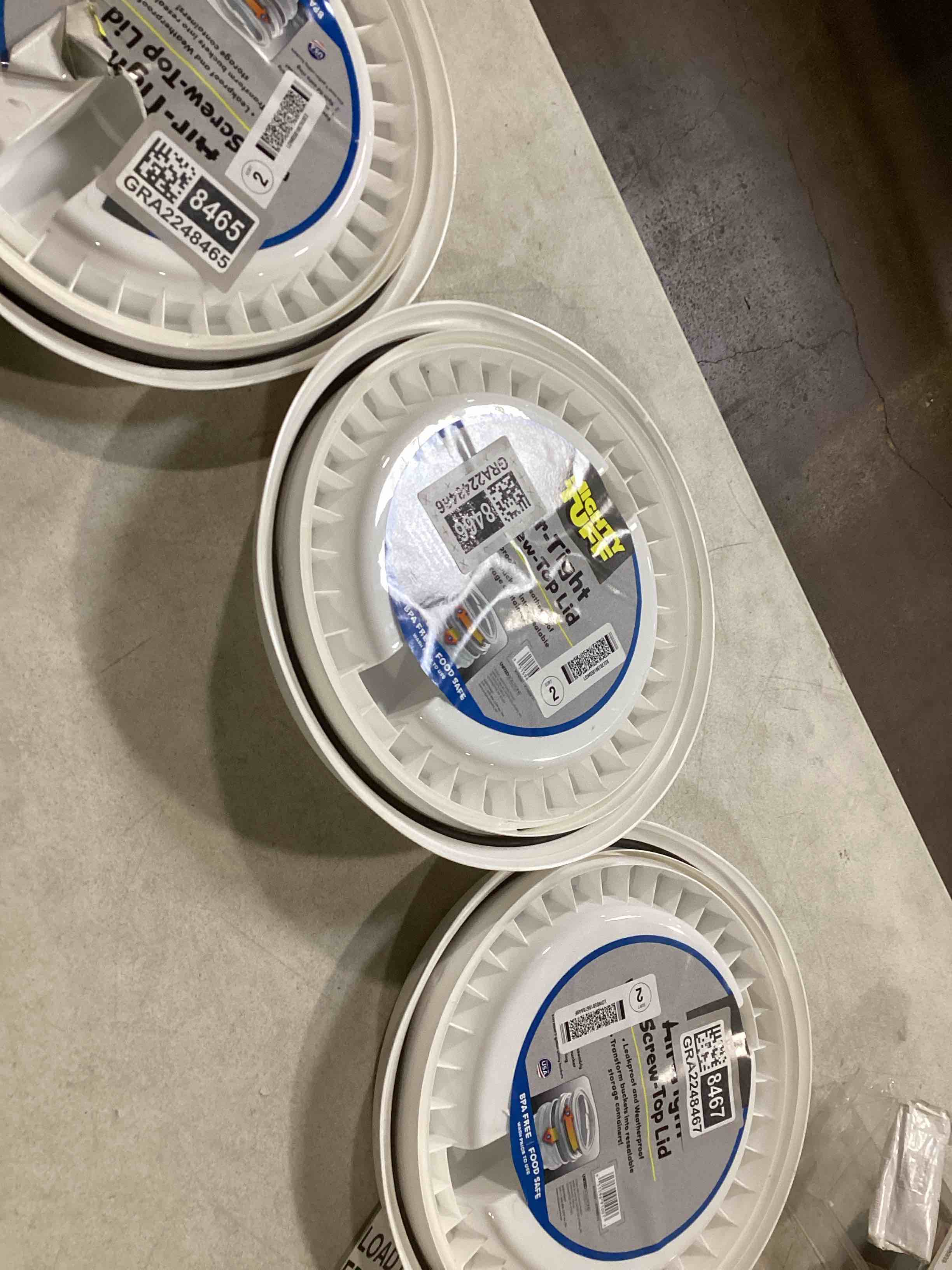 House Naturals 5 Gallon Plastic Yellow Food Grade BPA Free Made in USA Bucket Pail with Air Tight Double Gasket Screw on Lid(Pack of 3) (Yellow and Blue lids)