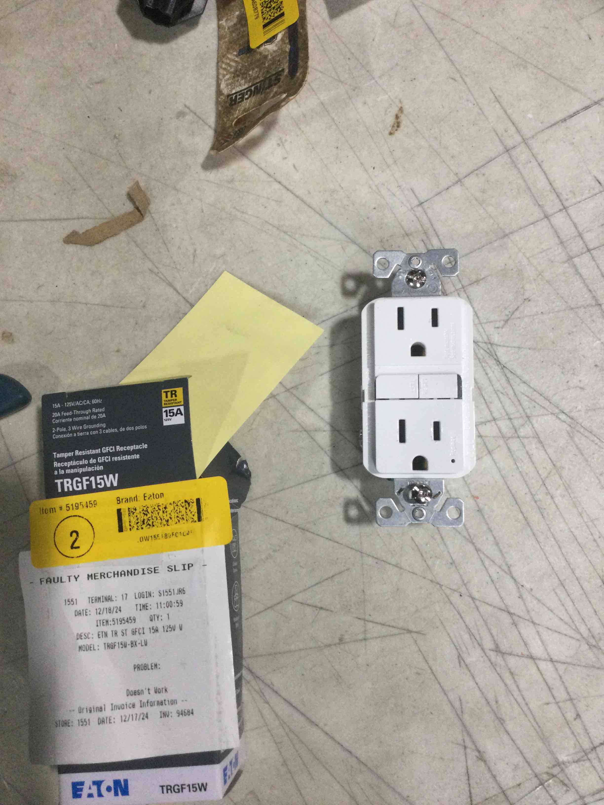 Leviton GFCI Outlet, 15 Amp, Self Test, Tamper-Resistant with LED Indicator Light, Protection from Electric Shock and Electrocution, GFTR1-W, White