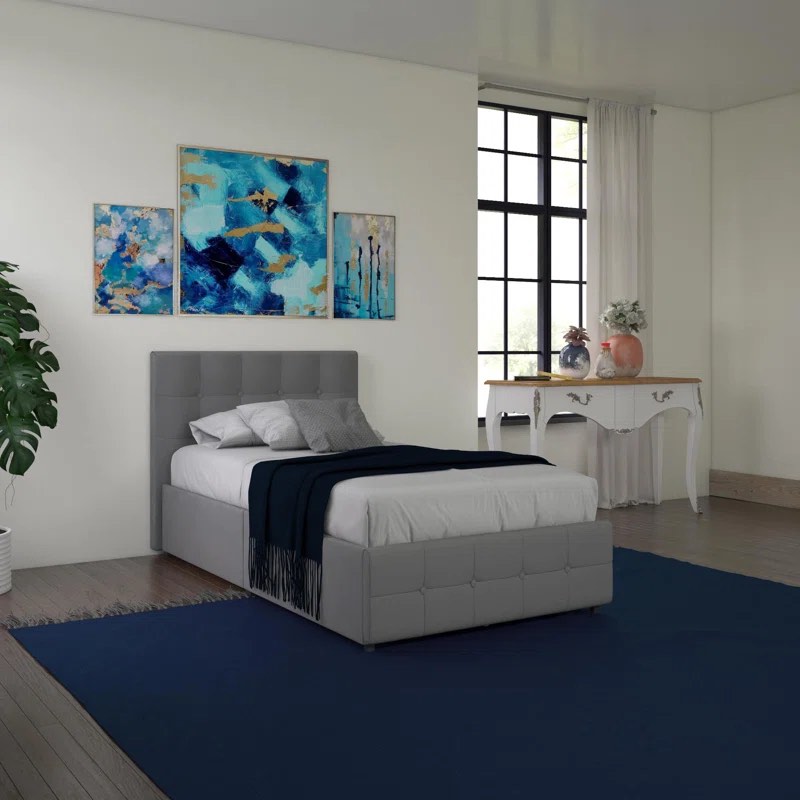 houchins upholstered platform bed size  bed with storage king 
